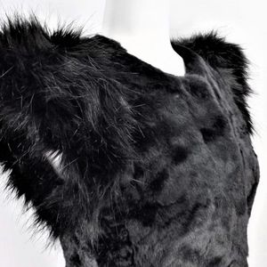 Skaist Taylor Black Plush Fur Statement Vest